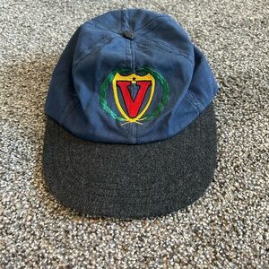 Vintage Made in USA Hat – V Crest Emblem – Wool Brim